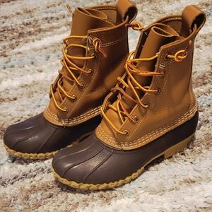LL Bean Brown and Tan Duck Boots